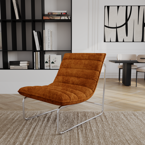 Sia Home - Fauteuil VINTY - Fluweel met structuur - Terracotta - 67.5cm