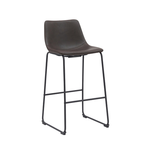 LABEL51 Barkruk Risto - Donkerbruin PU-Leer - Zithoogte 75cm - Set van 2