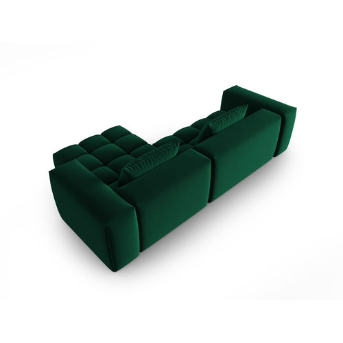 Cosmopolitan Design - Modulaire hoekbank rechts Verona 3-zits, flueel flessengroen - 145x260x70cm