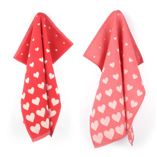 Luxe Keukendoek en Theedoek Hearts Rood Bunzlau Castle - 100% biologisch GOTS katoen - vtwonen shop