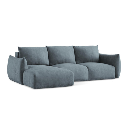 LaMiaSofa hoekbank links Savona - chenille stof - jeans - 242x162x90