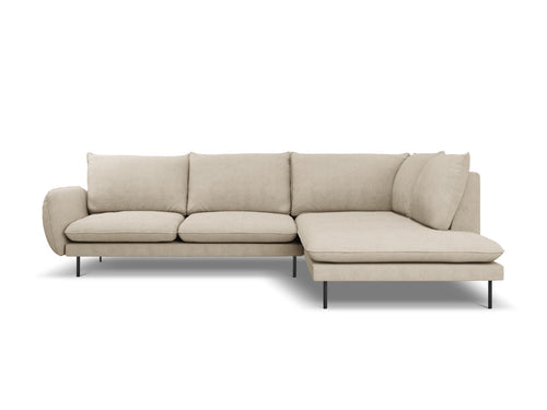Cosmopolitan Design rechter hoekbank Vienna 6-zits, structurele stof, beige - 185x275x95cm