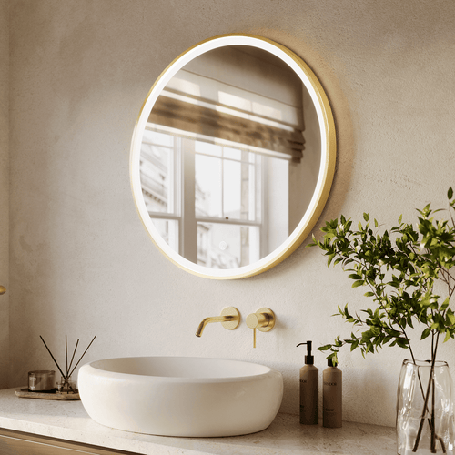 LOMAZOO badkamerspiegel Miami - met LED verlichting - rond - goud - 70 cm