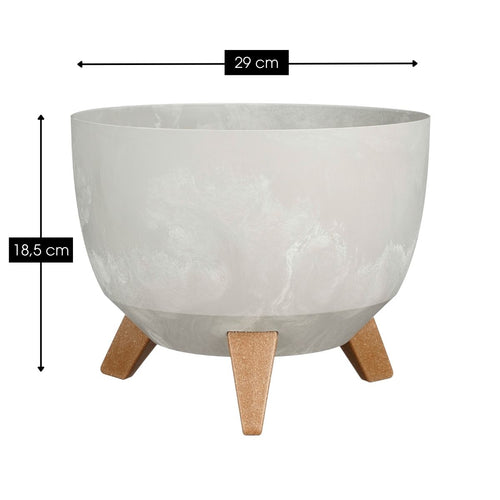 Mica Decorations Doppio Plantenbak op Poten - 18,5 x Ø29 cm - Plantenbakken voor Buiten - Bloembakken voor Balkon - Gerecycled Plastic - Grijs