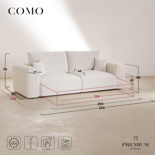 Premium Interiors - Slaapbank met opbergruimte COMO - bouclé-stof grafietgrijs 254cm