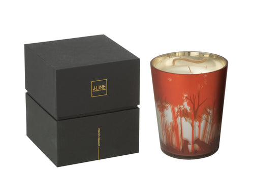 J-Line geurkaars Noa Bos - rood/goud - medium - 68U - vtwonen shop