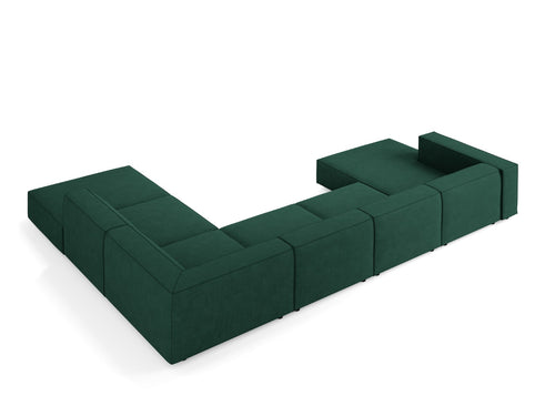 Cosmopolitan Design Panoramische hoekbank rechts Arendal 7-zits, chenille met ribbeleffect, flessengroen - 262x364x70cm