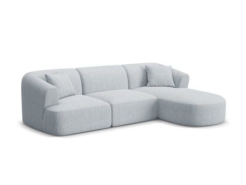 Cosmopolitan Design Modulaire hoekbank rechts Campi 4-zits, structurele stof lichtgrijs - 156x256x70cm