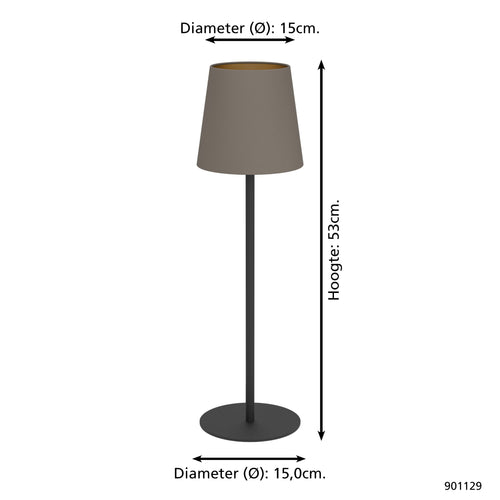 EGLO tafellamp Fiorana - e14 - 53 cm - zwart/cappucino/goud