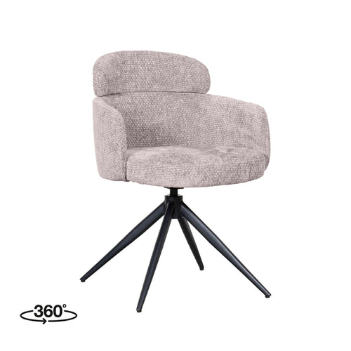 LABEL51 Eetkamerstoel Levi - Naturel Stof - Draaibaar - Set van 2 - vtwonen shop