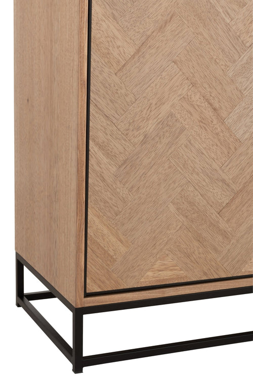 J-Line kast Hoog Zigzag 3 Lades - hout/metaal - naturel/zwart