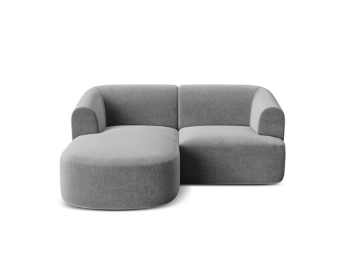 Cosmopolitan Design Modulaire hoekbank links Campi 3-zits, flueel grijs - 156x180x70cm