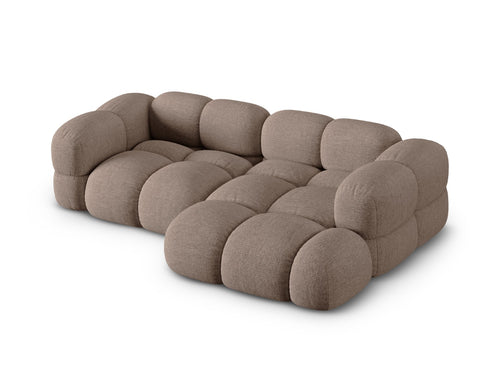 Cosmopolitan Design rechter hoekbank Loretto 3-zits, structurele stof cappuccino - 147x250x68cm
