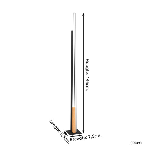 EGLO vloerlamp Panagria - led - 146 cm - zwart/bruin/wit - vtwonen shop