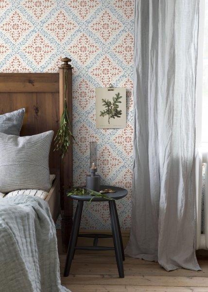 Borastapeter behang tegelmotief terracotta en blauw - 53 cm x 10.05 m - 660052 - vtwonen shop