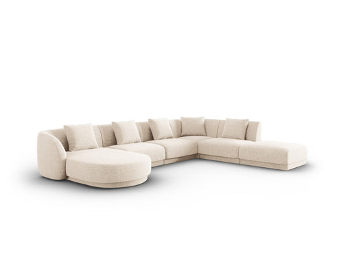 Cosmopolitan Design Panoramische hoekbank rechts Tulum 6-zits, chenille, lichtbeige - 255x330x70cm