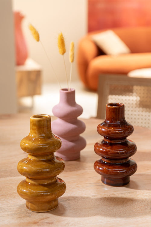 J-Line vaas Buoys - porselein - mix - 3 stuks - 14 cm hoog