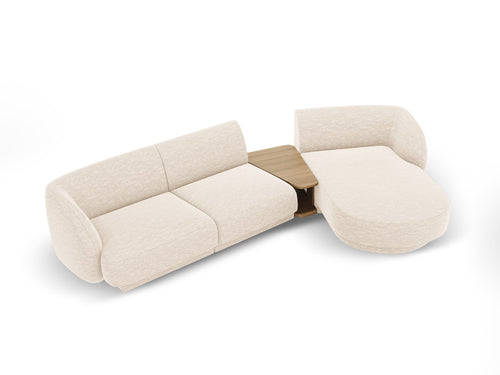 Micadoni Rechte modulaire bank Miley 3-zits, structurele stof ivoor - 178x303x70cm