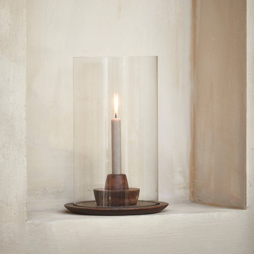 Rivièra Maison Banyu Candle Holder - Mangowood, Glass - Naturel - vtwonen shop