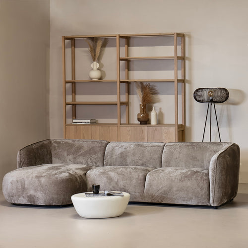 Giga Meubel Chaise Longue Links Lille - Taupe - Stof/Textiel - 275x150x70cm