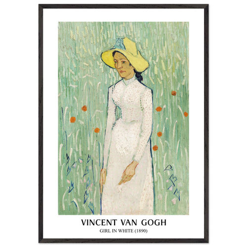 Artfulprints Poster met Lijst Vincent van Gogh - Girl in white   - 70x100 cm - Groen