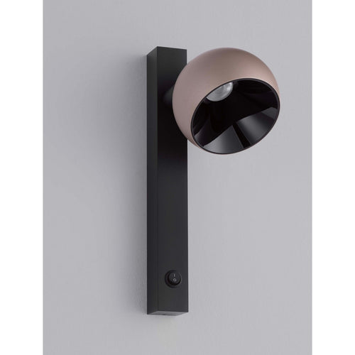 Nova Luce LUSA Leeslamp voor aan de muur, champagne goud, zwarte LED 10W 644lm 3000K, aan/uit-schakelaar