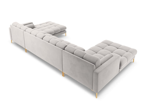 Cosmopolitan Design Panoramische bank Bali 7-zits, flueel, geld - 185x383x75cm