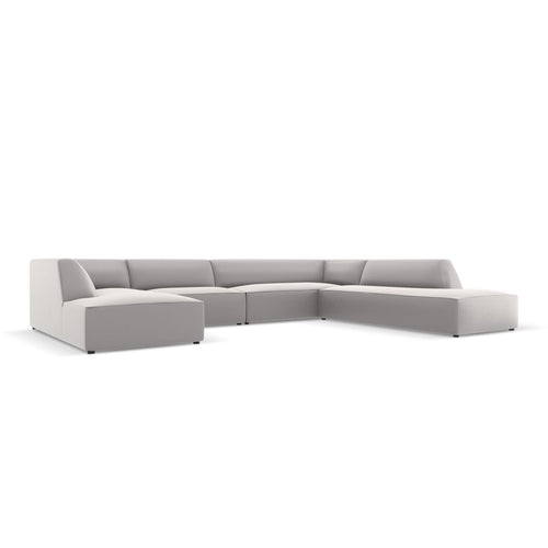 Cosmopolitan Design - Modulaire panoramische hoekbank rechts Siena 7-zits, imitatieleer lichtgrijs - 273x366x69cm