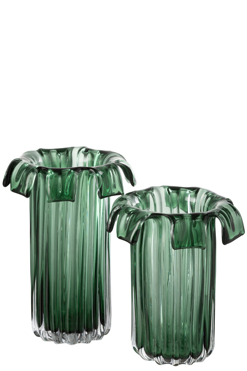 J-Line vaas Retro - glas - groen - large - 30 cm hoog