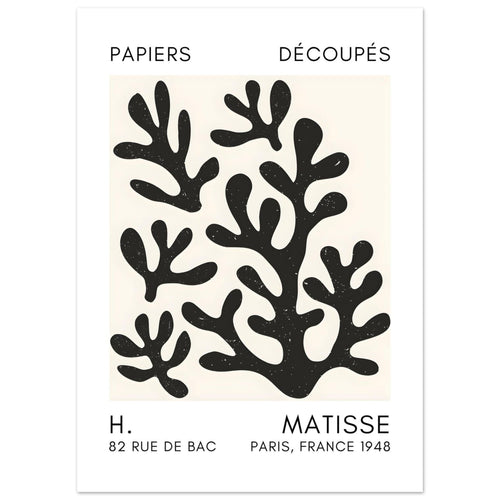 Artfulprints  Matisse – Coral shadows black   poster 50x70 cm