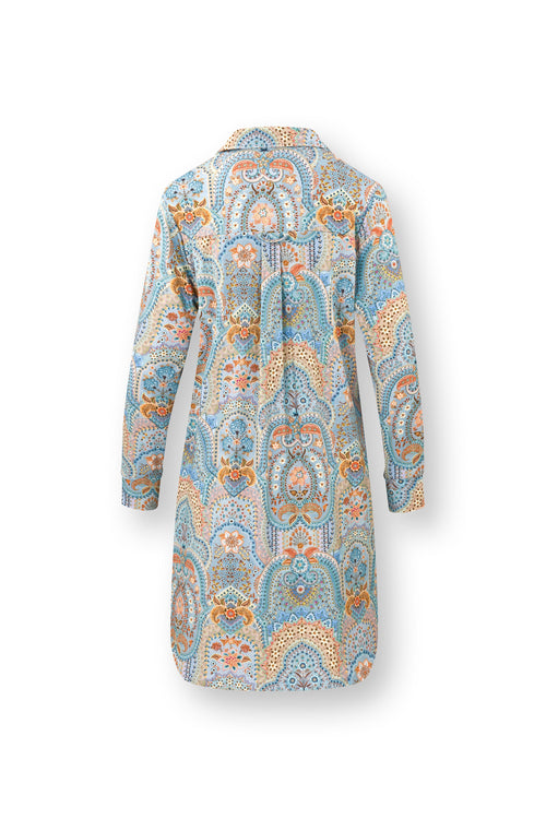 Pip Studio - Daaltje Nachthemd Lange Mouw Dames - Jabali - Blauw - XXL