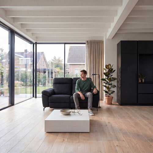 Furnhouse 2-zitsbank Selesta - Zwart - Stof - 96x162x101