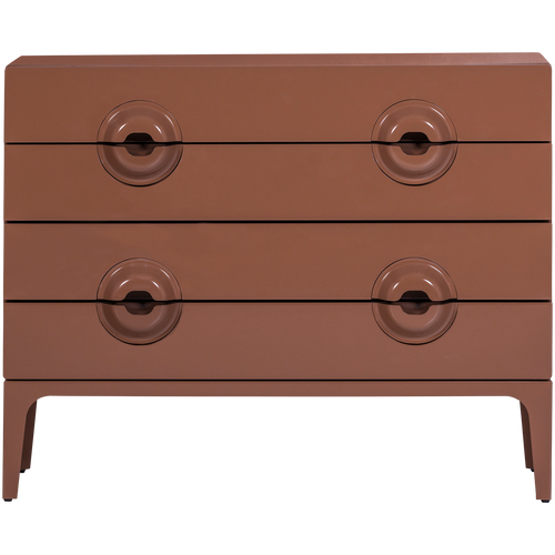 Een antiek massief Engelse commode, 5 laden met messing handvatten