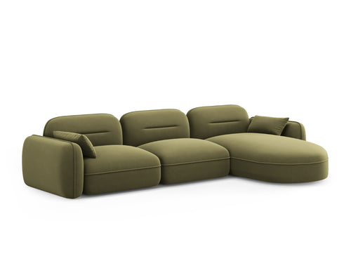 Cosmopolitan Design Modulaire hoekbank rechts Sydney 4-zits, flueel, lichtgroen - 165x320x70cm