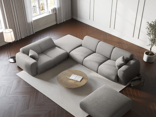 Cosmopolitan Design linker hoekbank Nolio 4-zits, chenille, lichtgrijs - 250x315x72cm