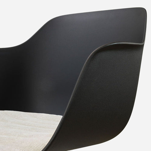 Nolon Nino-Liz barkruk zwart met naturelbeige zitkussen - wit onderstel - 65 cm