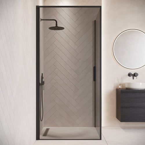 Badplaats Douchecabine Alava 80 x 80 x 190 cm – Zwart met Rookglas – Douchewand met Draaideur