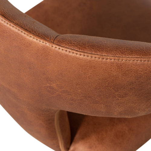 WOOOD eetkamerstoelen Permit - Leerlook - Cognac - Set van 6