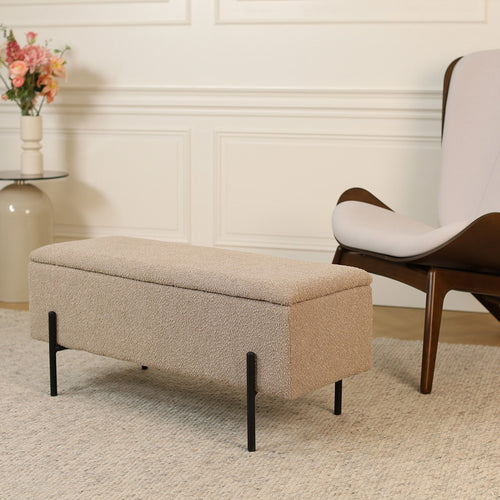Nolon Jente bankje met opbergruimte bouclé beige