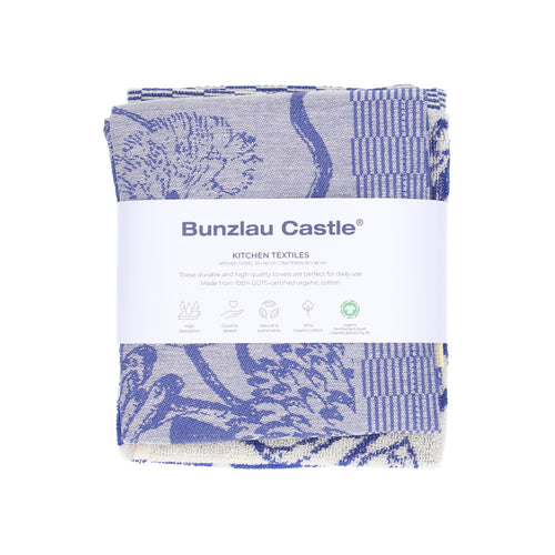 Luxe Keukendoek en Theedoek Delfts Blue Bird Koningsblauw - Bunzlau Castle - 100% biologisch GOTS katoen