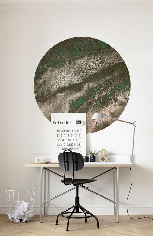 Sanders & Sanders zelfklevende behangcirkel koper bruin en groen - Ø 125 cm - 611766