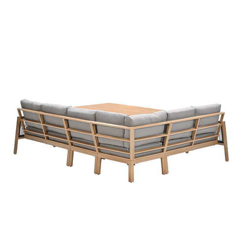 Decala lounge-diningset -5-delig-aluminium-light teak look-desert sand