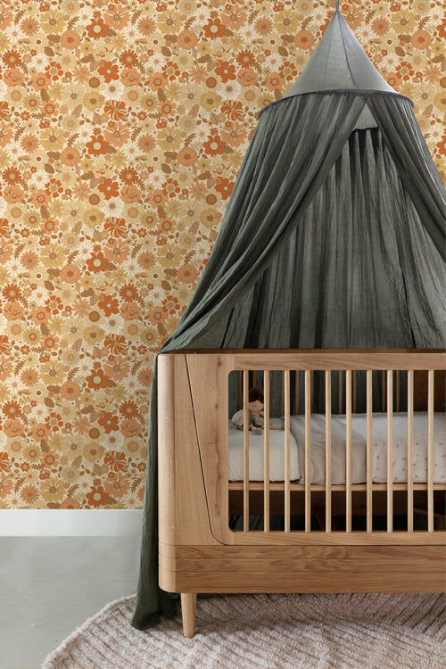 ESTAhome behang retro bloemen oranje - 53 cm x 10.05 m - 130963 - vtwonen shop