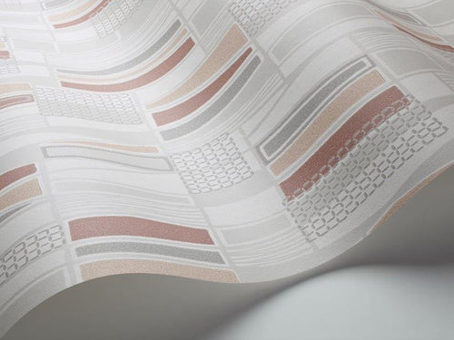 Borastapeter behang geometrische vormen grijs en terracotta - 53 cm x 10.05 m - 660037 - vtwonen shop