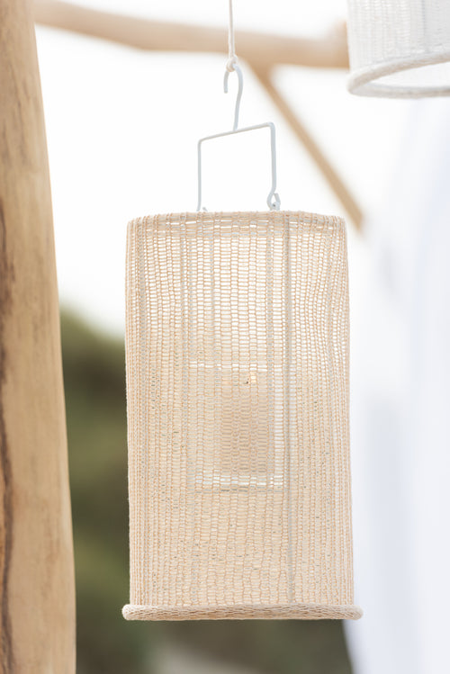 J-Line lantaarn Cilinder - metaal/polyester - beige - large - vtwonen shop