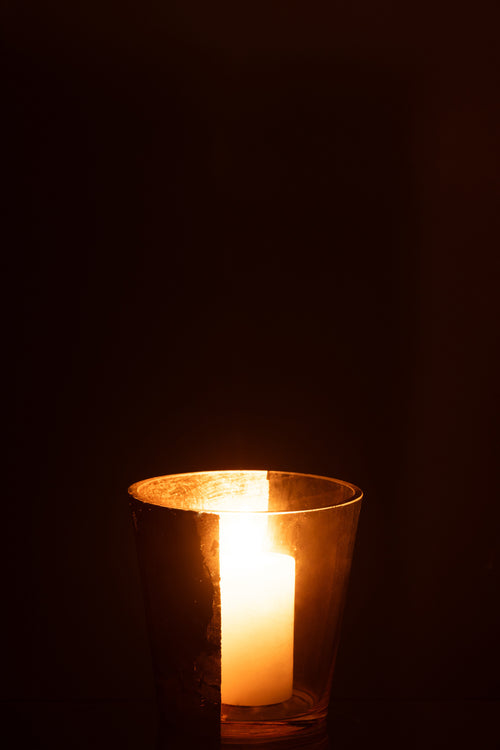 J-Line windlicht boe - glas - transparant/goud - small