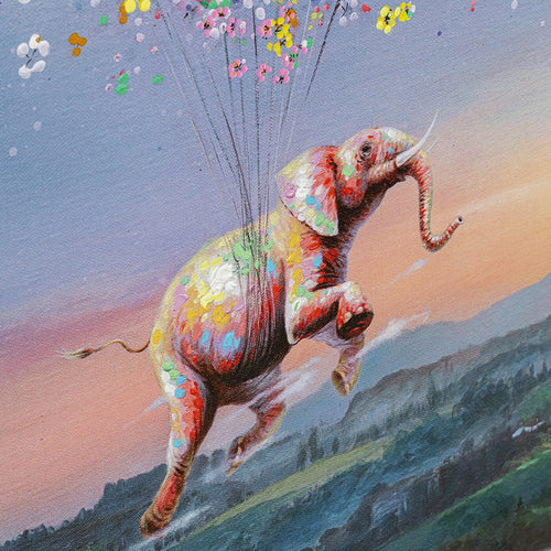 Kare Design Schilderij Vliegende olifant bij nacht 120x160cm - vtwonen shop