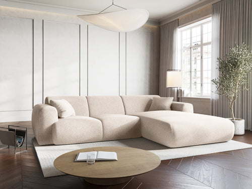 Cosmopolitan Design rechter hoekbank Nolio 4-zits, chenille, lichtbeige - 170x260x72cm