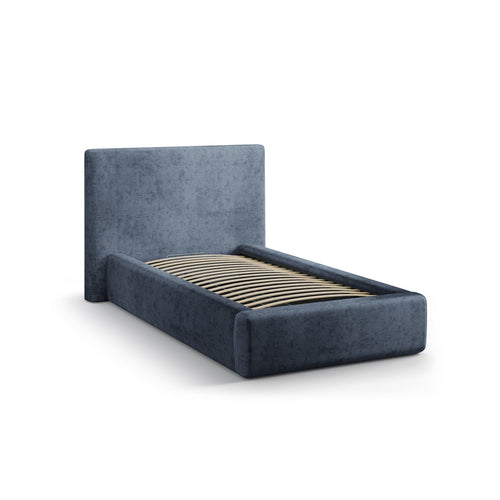 Cosmopolitan Design - Opbergbed met hoofdeinde Asti 90x200cm chenille donkerblauw - 220x130x95cm