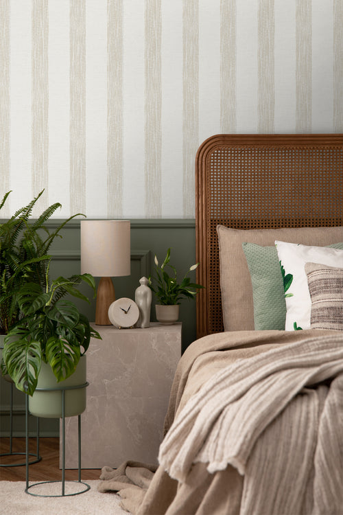 Sanders & Sanders behang geschilderde strepen beige en wit - 53 cm x 10,05 m - 640757